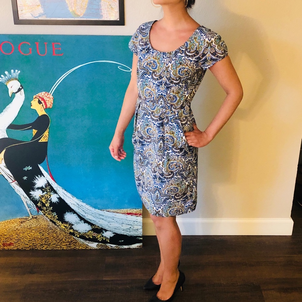 Blue paisley dress with pockets